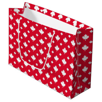 Canadian White Maple Leaf Red Colour Pattern Large Gift Bag