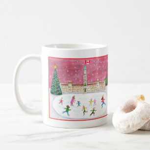 Canadian Winter Whimsical Animal Holiday Scene Coffee Mug
