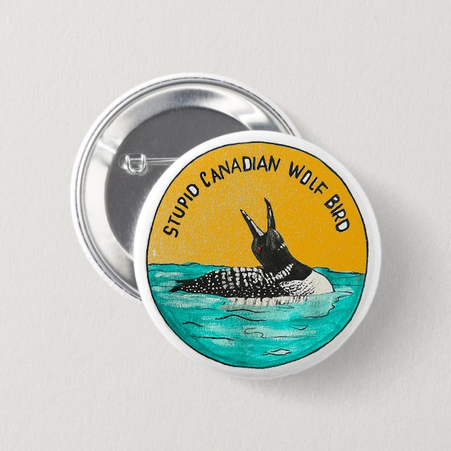 Canadian Wolf Bird Button (Front & Back)