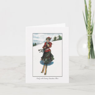 Canadian Woman Skier - Vintage Thank You Card