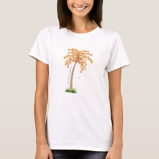 Canadians Abroad Maple Palm by Mukta Cholette T-Shirt (Front)