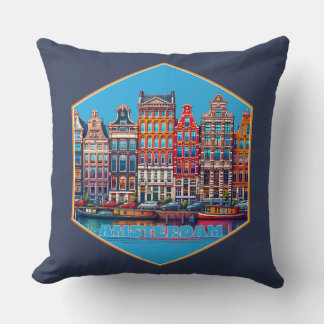 Canal Amsterdam Netherland Europe Cushion