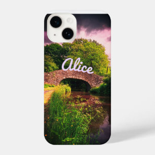 Canal at Brecon, Wales in summer plus your name iPhone 14 Case