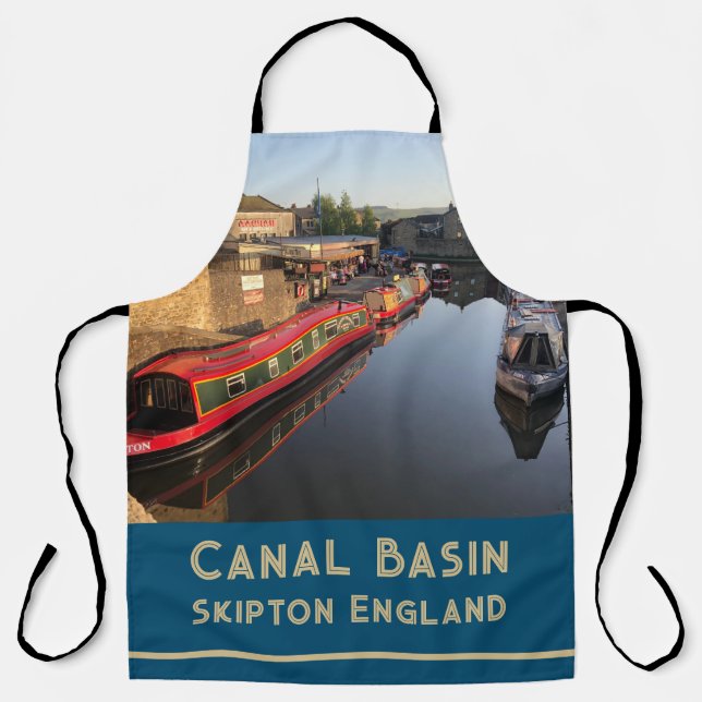 Canal Barges and Canal Basin, Skipton, Yorkshire Apron (Front)