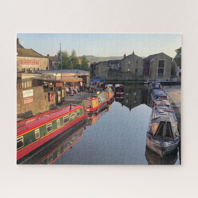 Canal Barges and Canal Basin, Skipton, Yorkshire Jigsaw Puzzle (Horizontal)