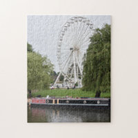 Canal Boat and Ferris Wheel, River Avon England UK