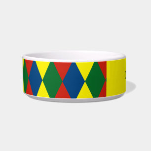 Canal Boat Diamonds Patterned Cat Bowl