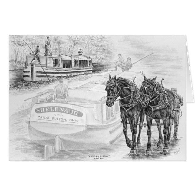Canal Boat Draught Horses Pull Art by Kelli Swan (Front Horizontal)
