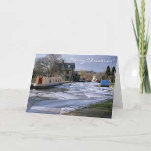 Canal boats christmas holiday card