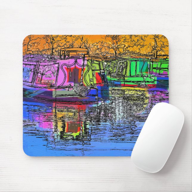 CANAL BOATS MOUSE PAD (With Mouse)