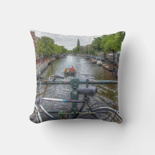Canal Bridge View and Bike, Sights of Amsterdam Cushion