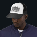 Canal House Black Amsterdam Holland Dutch Travel Trucker Hat<br><div class="desc">Show your love for Holland with this sweet whimsical Amsterdam houses pattern art tee. Makes a great birthday gift! You can customise it and add or change the text too. Check my shop for lots more colours and patterns! And more matching items too like totes,  tees,  stickers and mugs.</div>