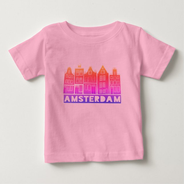 Canal House Row Amsterdam Holland Dutch Colourful Baby T-Shirt (Front)