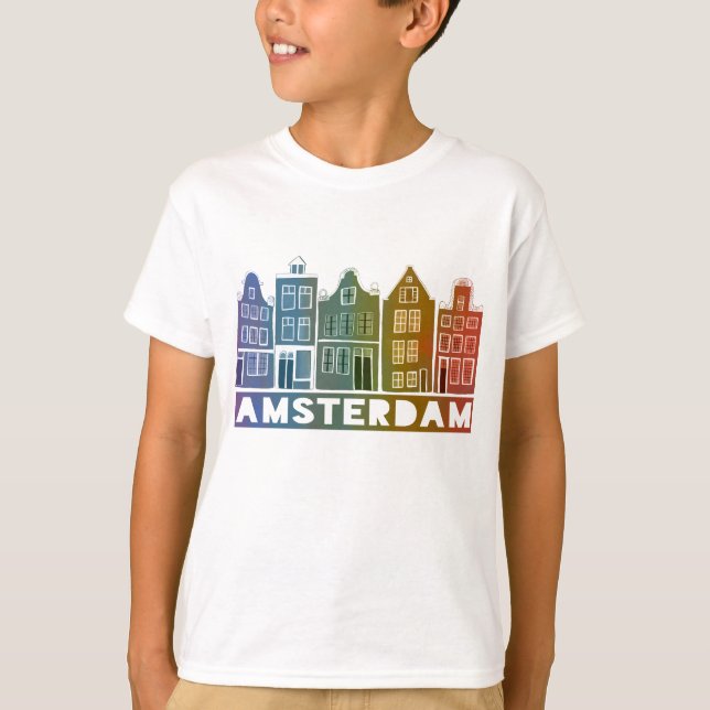 Canal House Row Amsterdam Holland Dutch Colourful T-Shirt (Front)