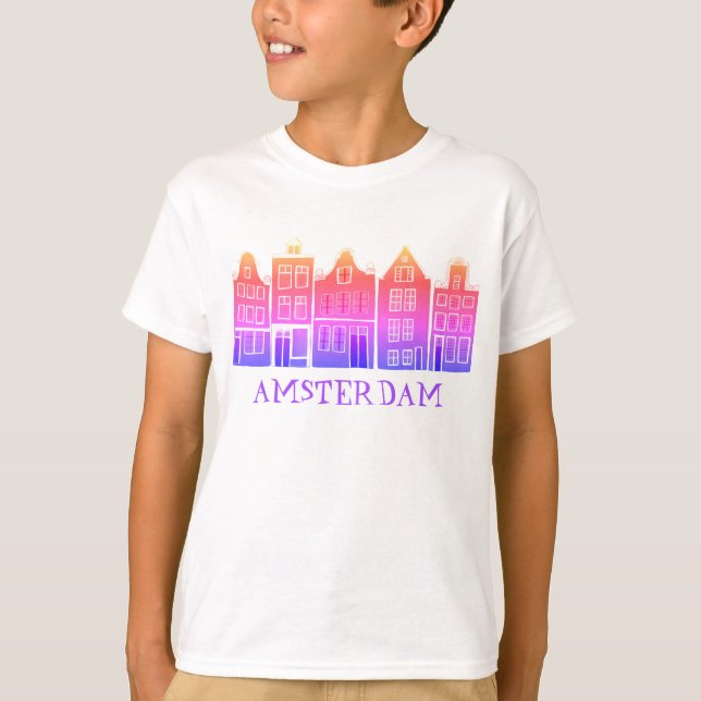 Canal House Row Amsterdam Holland Dutch Travel T-Shirt (Front)