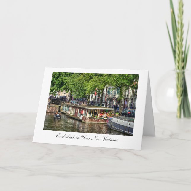 Canal Houseboat, Good Luck in New Venture Card (Front)