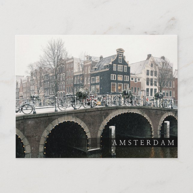 Canal in Amsterdam in winter Postcard (Front)