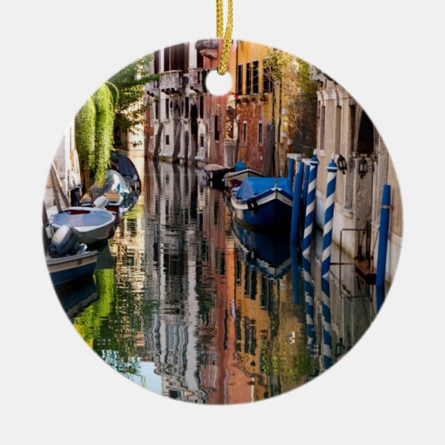 Canal in the Morning Ceramic Tree Decoration (Front)