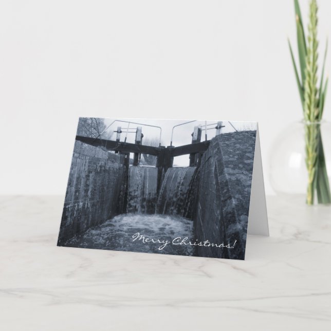 Canal lock Christmas Holiday Card (Front)