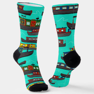 Canal Narrowboats Patterned Boater Socks