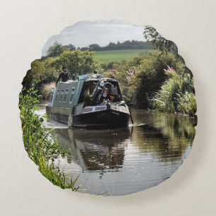 CANAL NARROWBOATS ROUND CUSHION