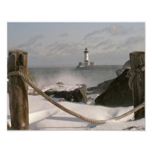 Canal Park Lighthouse in Winter Photo Print