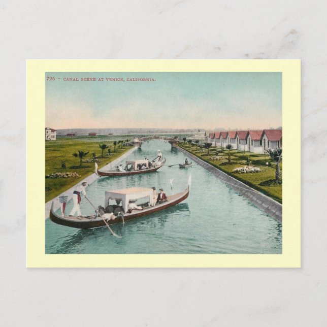 Canal Scene, Venice, California Vintage Postcard (Front)