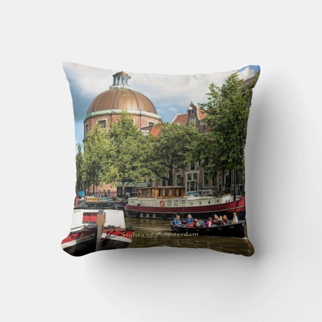 Canal Tour Boat, Sights of Amsterdam Cushion (Front)