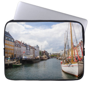 Canal with Boats Copenhagen Laptop Sleeve