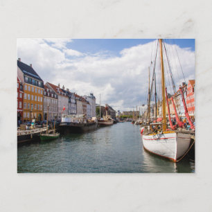 Canal with Boats Copenhagen Postcard