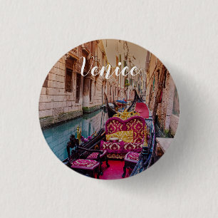 Canal with traditional gondola in Venice, Italy 3 Cm Round Badge