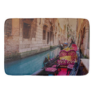 Canal with traditional gondola in Venice, Italy Bath Mat