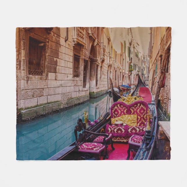 Canal with traditional gondola in Venice, Italy Fleece Blanket (Front (Horizontal))