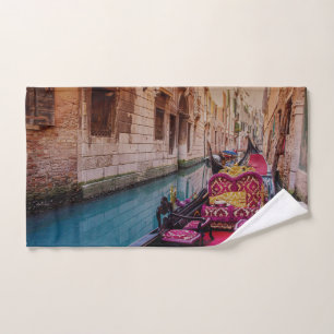 Canal with traditional gondola in Venice, Italy Hand Towel