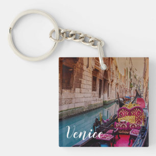 Canal with traditional gondola in Venice, Italy Key Ring