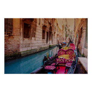 Canal with traditional gondola in Venice, Italy Poster