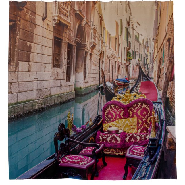 Canal with traditional gondola in Venice, Italy Shower Curtain (Front)
