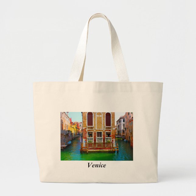 Canals  of Venice, Venice Large Tote Bag (Front)