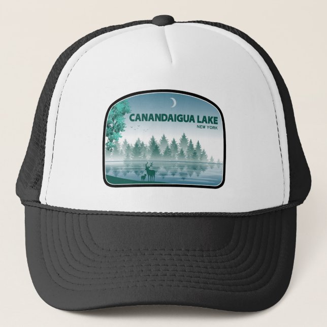 Canandaigua Lake New York Deer Trucker Hat (Front)