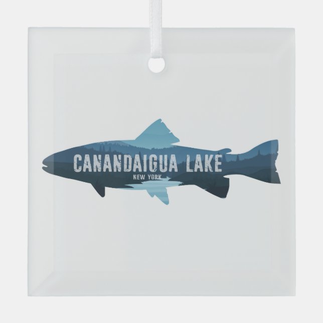 Canandaigua Lake New York Fish Glass Tree Decoration (Front)
