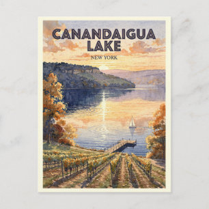 Canandaigua Lake New York Vintage Travel Postcard