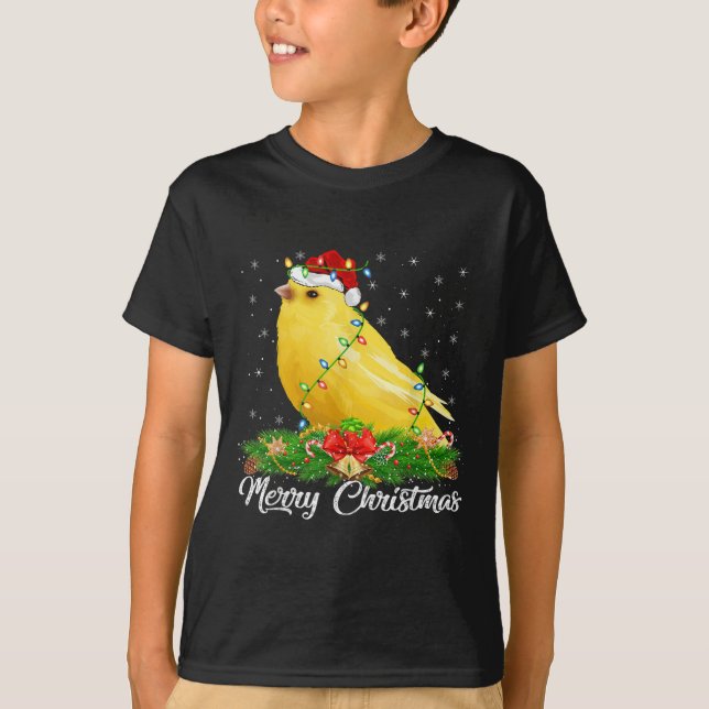 Canary Bird Lover Matching Santa Hat Canary Christ T-Shirt (Front)