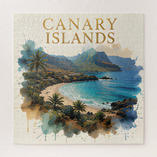 Canary Islands Art Deco Coastal Escape Jigsaw Puzzle