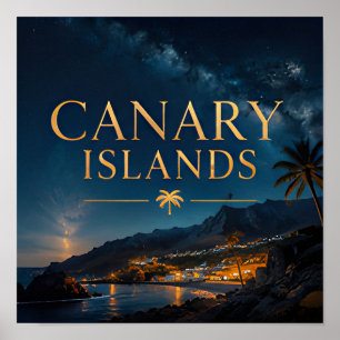 Canary Islands Colourful Coastal Village Poster