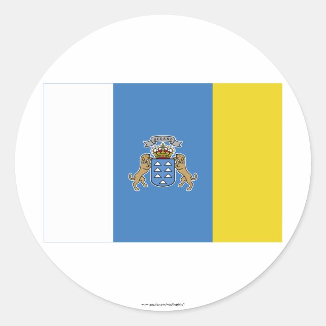 Canary Islands Flag Classic Round Sticker (Front)