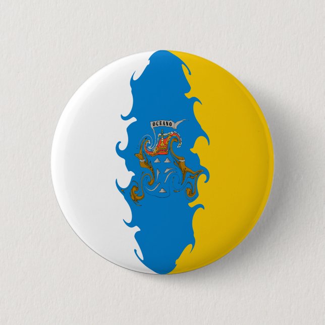Canary Islands Gnarly Flag 6 Cm Round Badge (Front)