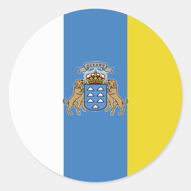 Canary Islands High quality Flag Classic Round Sticker (Front)