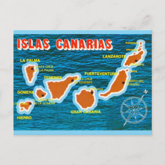 Canary Islands Map Postcard