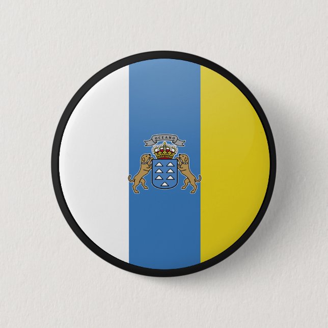 Canary Islands quality Flag Circle 6 Cm Round Badge (Front)