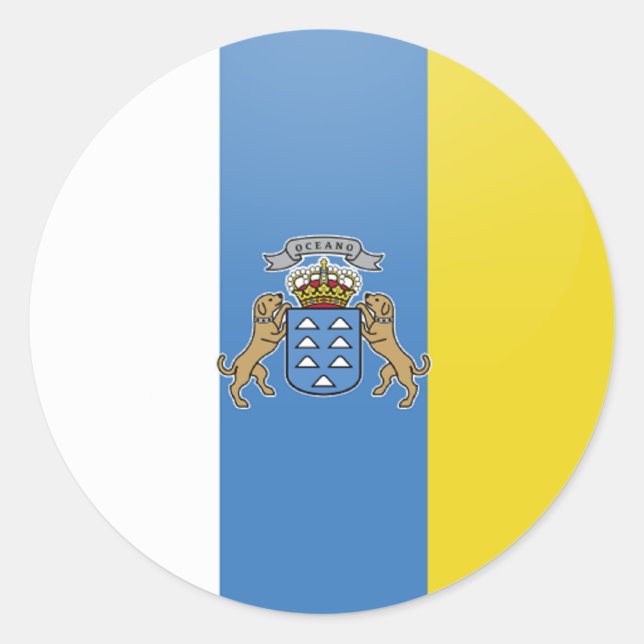 Canary Islands quality Flag Circle Classic Round Sticker (Front)